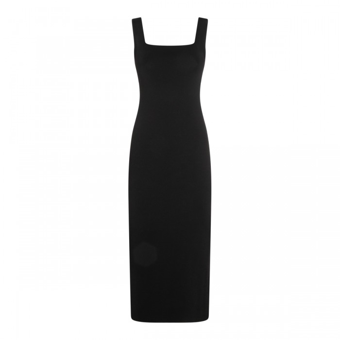 BLACK VISCOSE MIDI DRESS