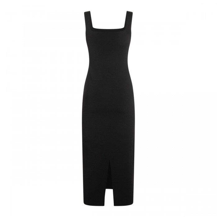 BLACK VISCOSE MIDI DRESS 2
