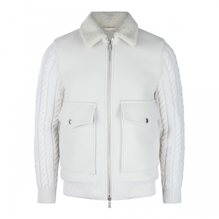 BEIGE WOOL LEATHER JACKET