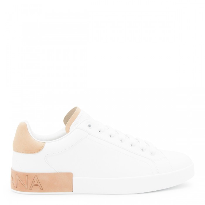 WHITE AND BEIGE LEATHER...