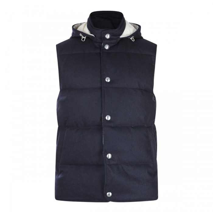 BLUE WOOL DOWN JACKET