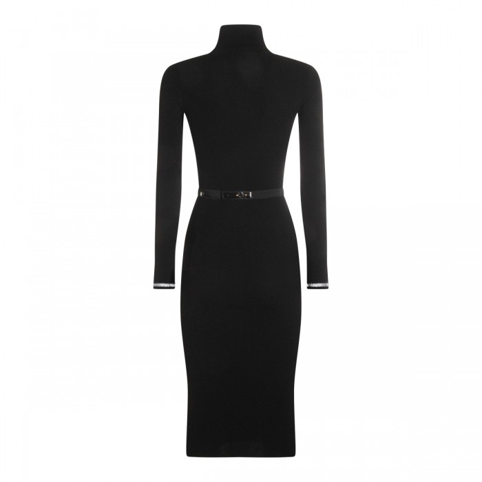 BLACK VISCOSE MIDI DRESS 2