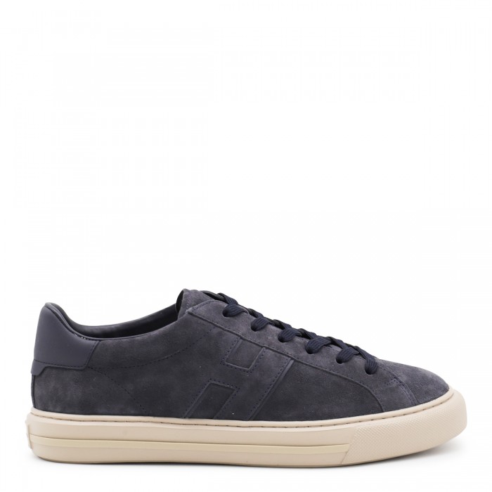 NAVY BLUE LEATHER SNEAKERS