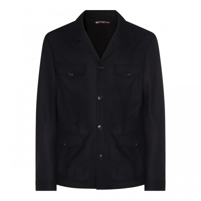 BLACK WOOL CASUAL JACKET