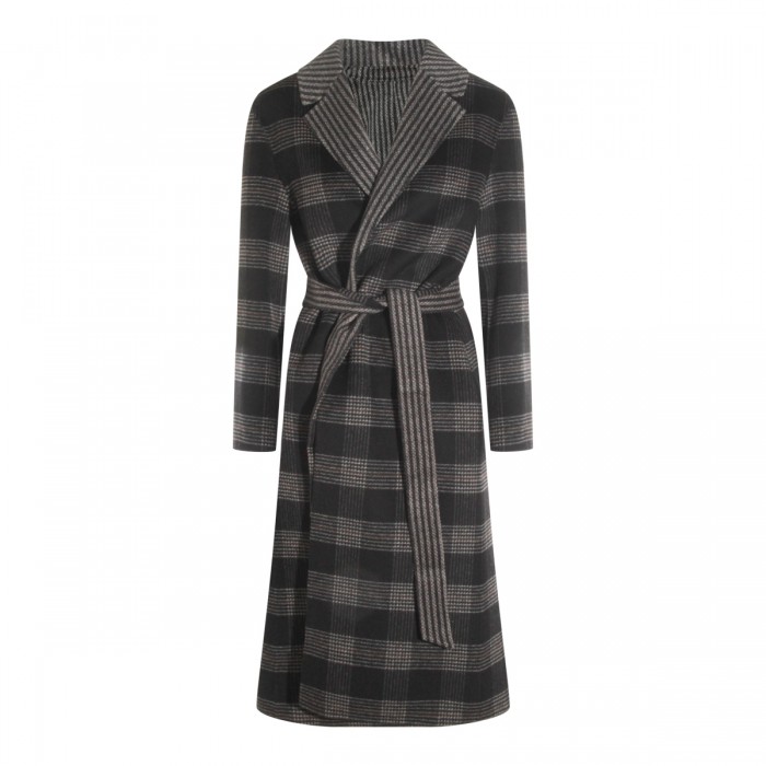 BLACK AND GREY WOOL COAT