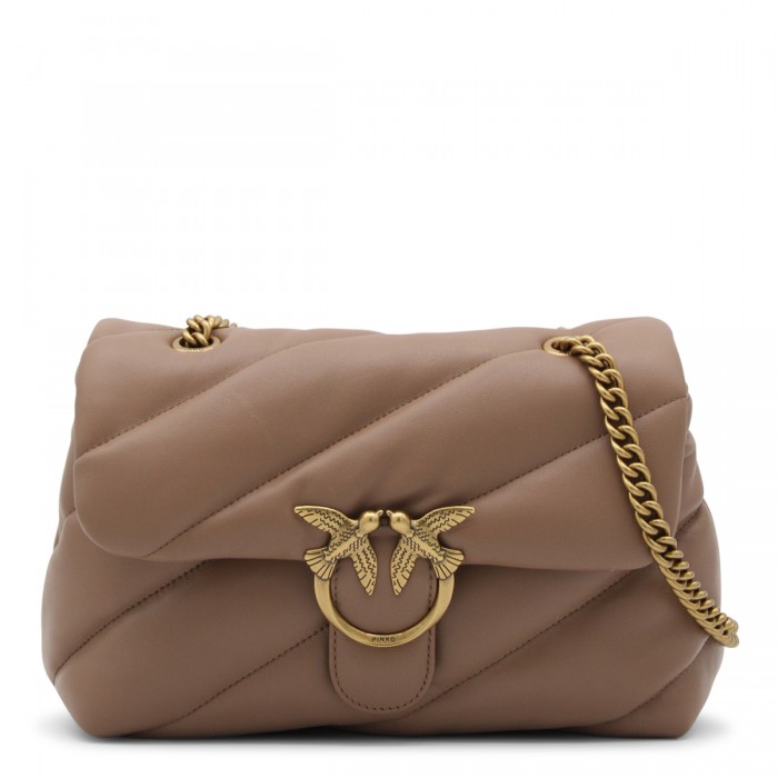 BEIGE LEATHER SHOULDER BAG