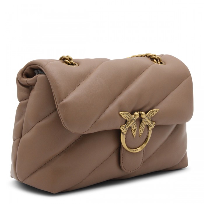 BEIGE LEATHER SHOULDER BAG 2