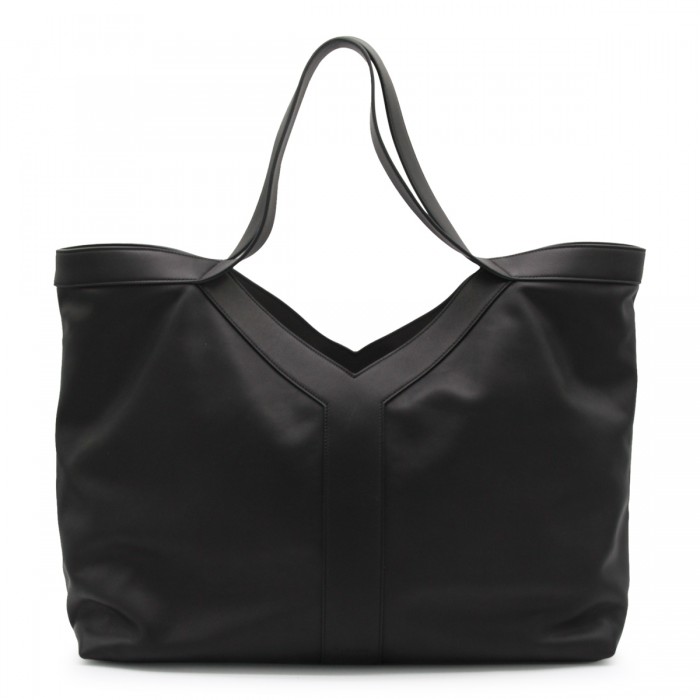BLACK LEATHER BIG TOTE Y BAG