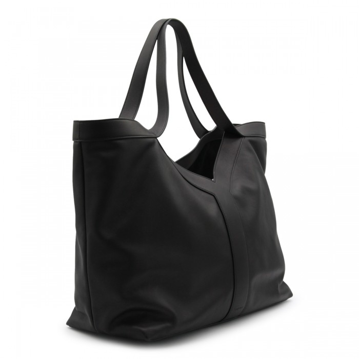 BLACK LEATHER BIG TOTE Y BAG 2
