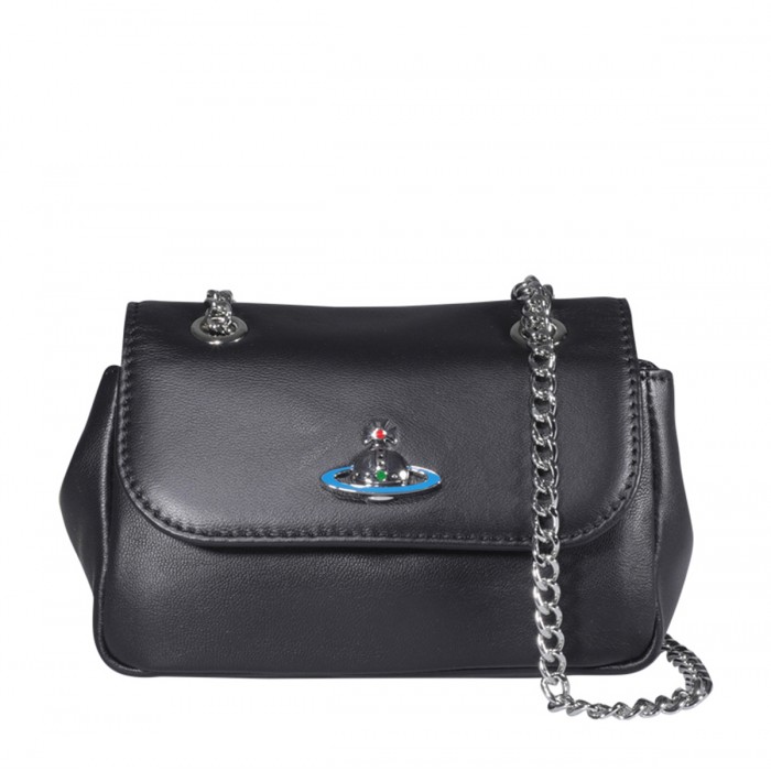 BLACK LEATHER CROSSBODY BAG