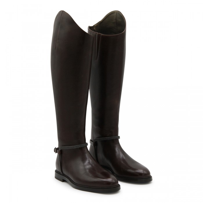 DARK BROWN LEATHER BOOTS 2