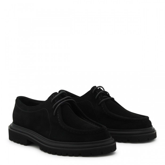 BLACK LEATHER LACE UP SHOES 2