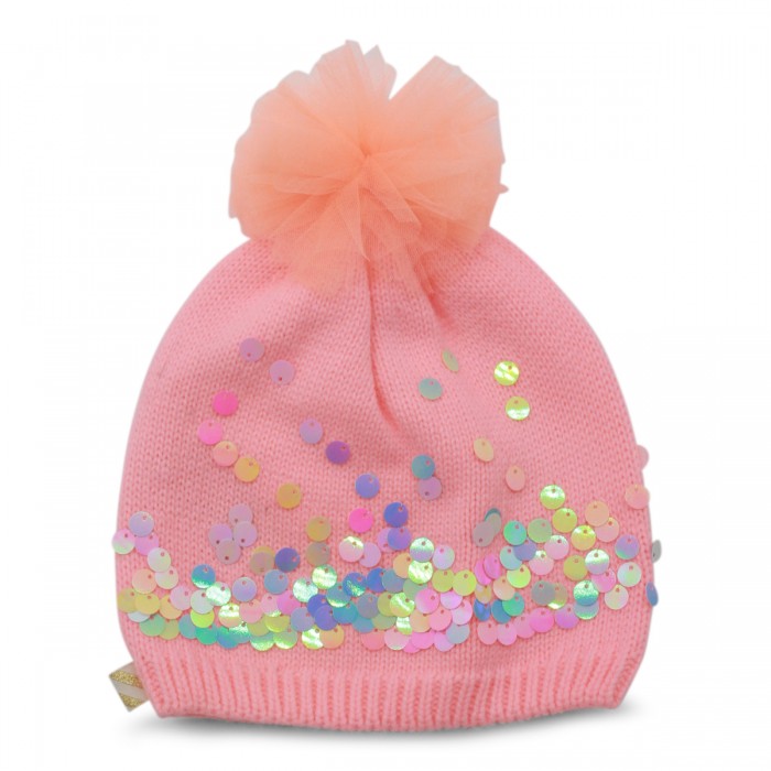 PEACH PAILLETTES BEANIE