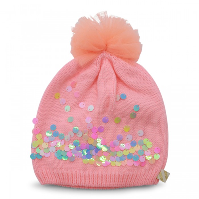 PEACH PAILLETTES BEANIE 2
