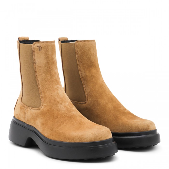 CAMEL SUEDE AND LEATHER BOOTS 2