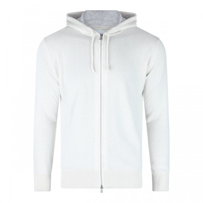BEIGE CASHMERE ZIPPED SWEATER