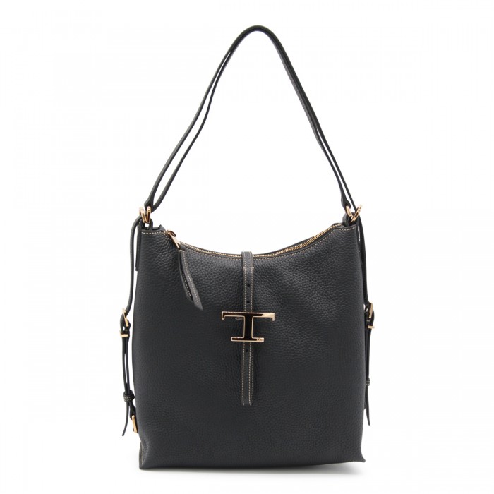 BLACK LEATHER SHOULDER BAG