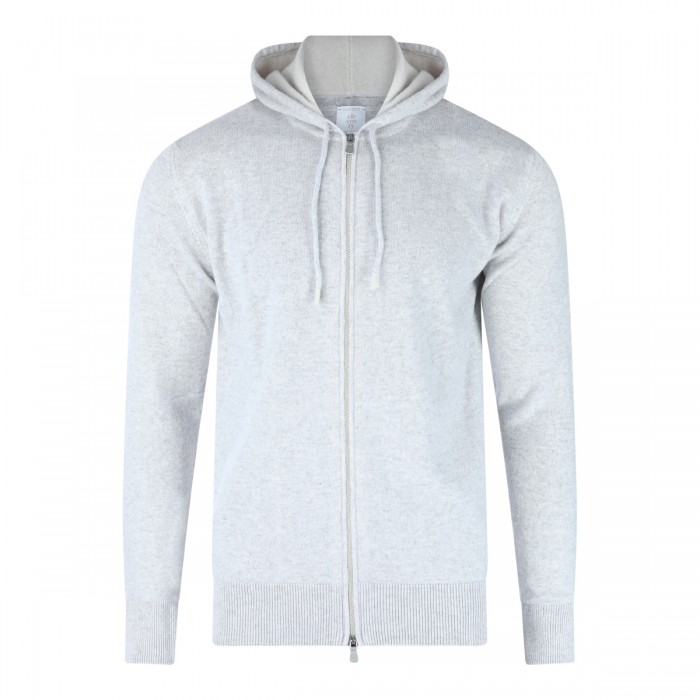 WHITE CASHMERE ZIPPED SWEATER