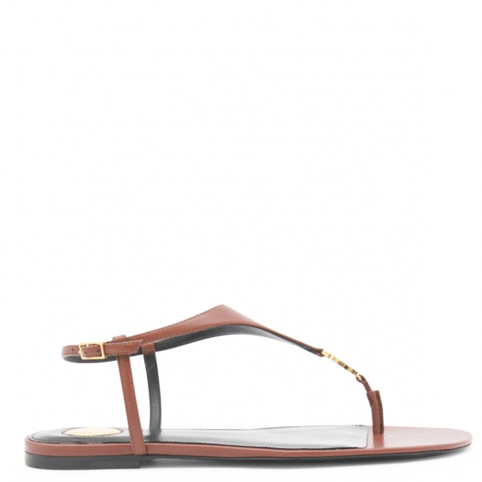 BROWN CASSANDRA LEATHER FLATS