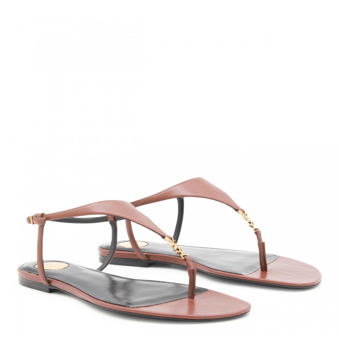 BROWN CASSANDRA LEATHER FLATS 2