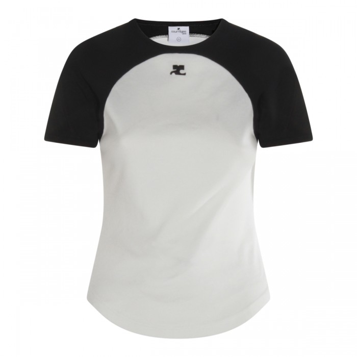 WHITE AND BLACK COTTON T-SHIRT