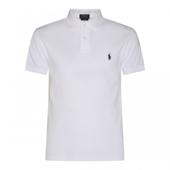 WHITE AND BLUE COTTON POLO...