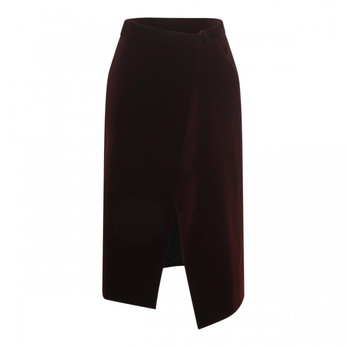 WINE COTTON PENCIL SKIRT
