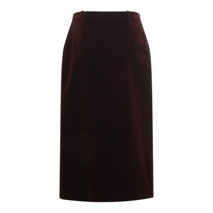 WINE COTTON PENCIL SKIRT 2