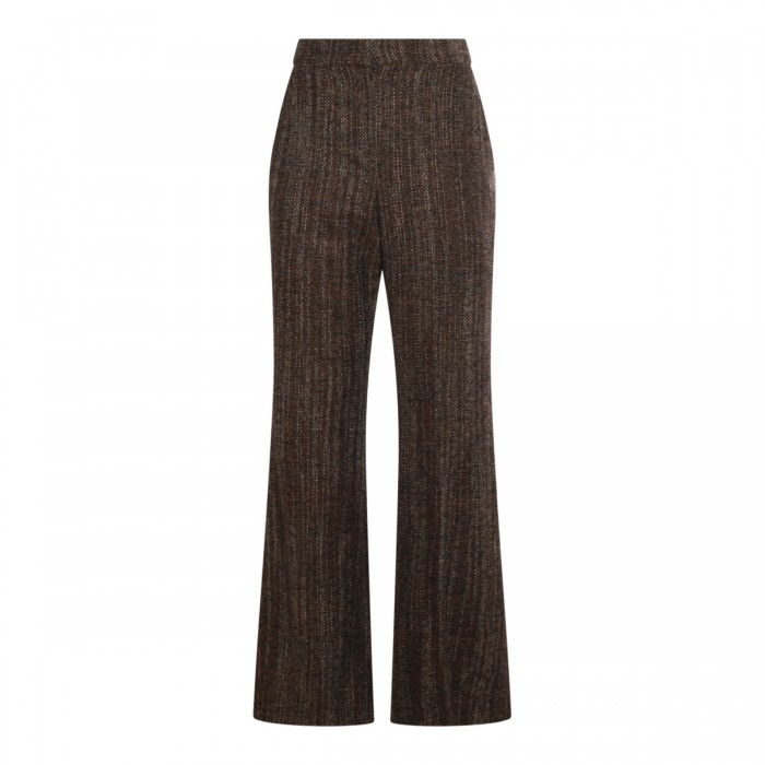 RUST WOOL FLARED PANTS