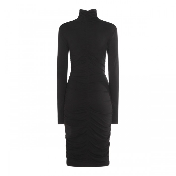 BLACK COTTON MIDI DRESS 2