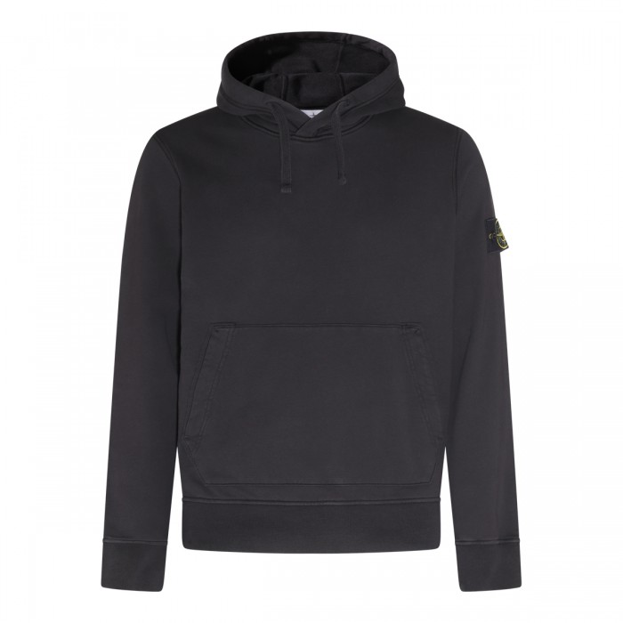 BLACK COTTON HOODIE SWEATSHIRT