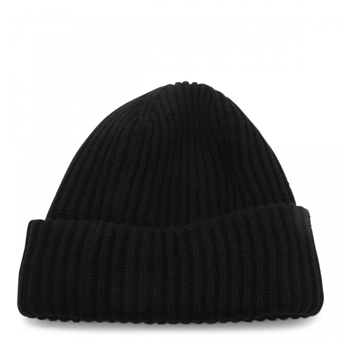 BLACK WOOL BLEND BEANIE 2