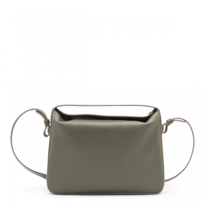 GREY LEATHER TOP HANDLE BAG