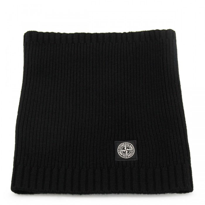 BLACK WOOL SCARF