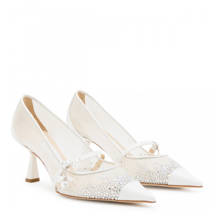 WHITE AND CRYSTAL AREN PUMPS 2