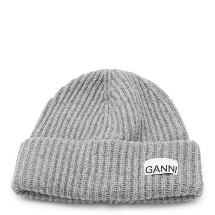 GREY WOOL BLEND BEANIE