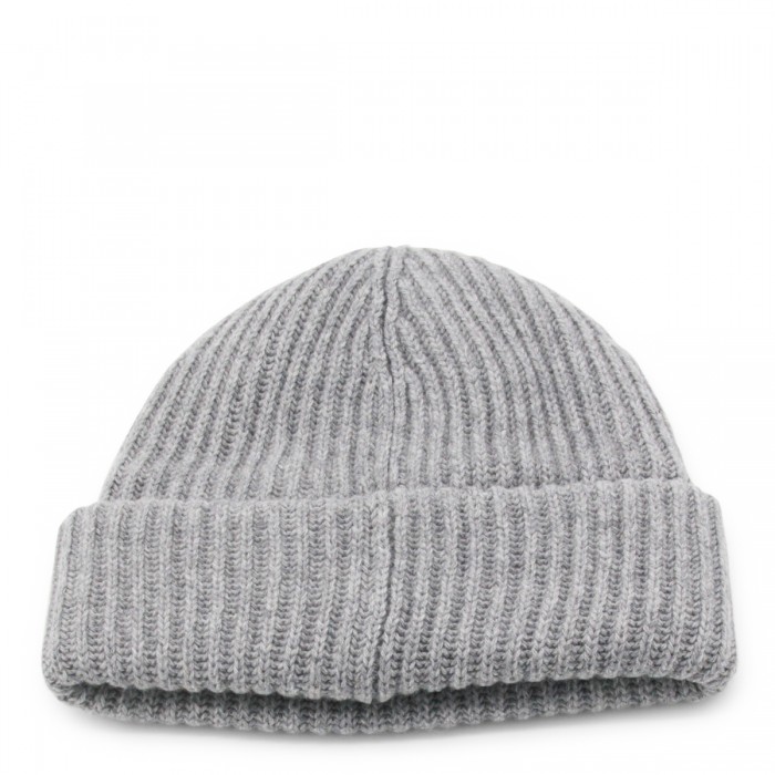 GREY WOOL BLEND BEANIE 2