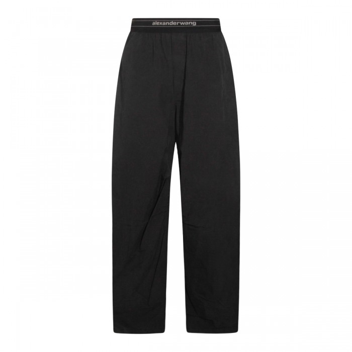 BLACK COTTON LOGO PANTS