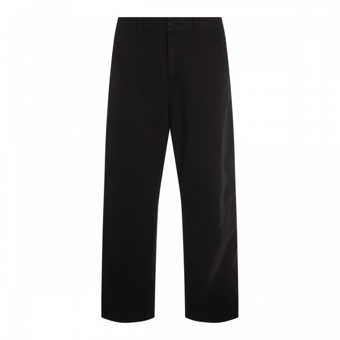 BLACK COTTON SINGLE KNEE PANTS
