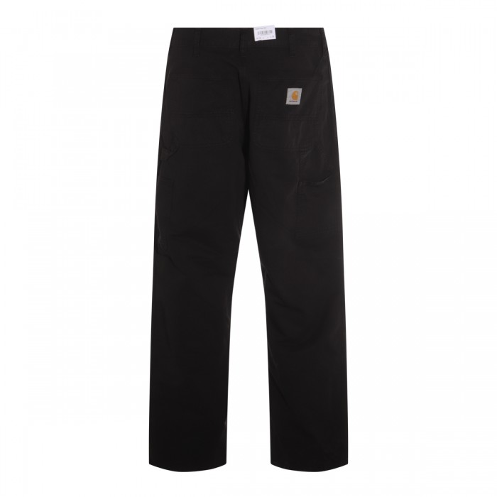 BLACK COTTON SINGLE KNEE PANTS 2