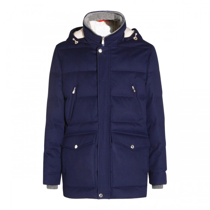 DARK BLUE WOOL DOWN JACKET