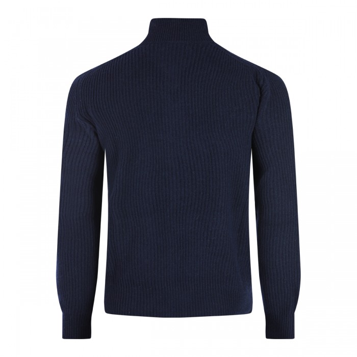 DARK BLUE VIRGIN WOOL KNITWEAR 2