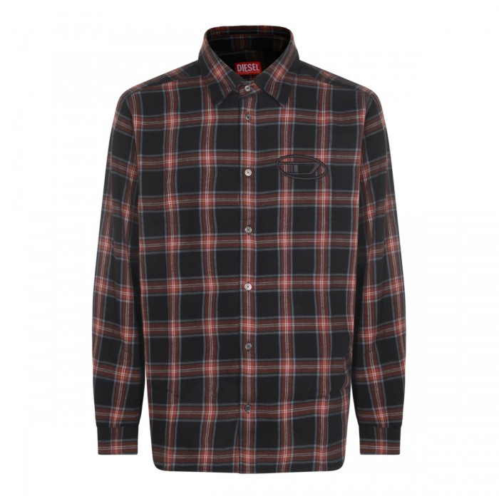 BLACK AND BROWN COTTON SHIRT