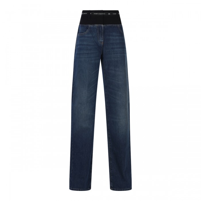 BLUE AND BLACK COTTON JEANS