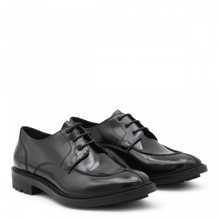 BLACK LEATHER LACE UP SHOES 2