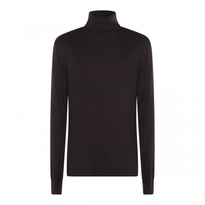 DARK BROWN VISCOSE T-SHIRT
