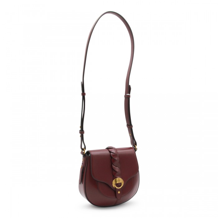 DARK RED LEATHER SHOULDER BAG 2