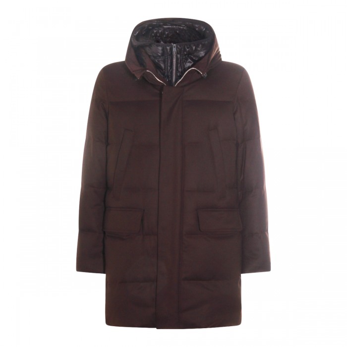 DARK BROWN WOOL DOWN JACKET