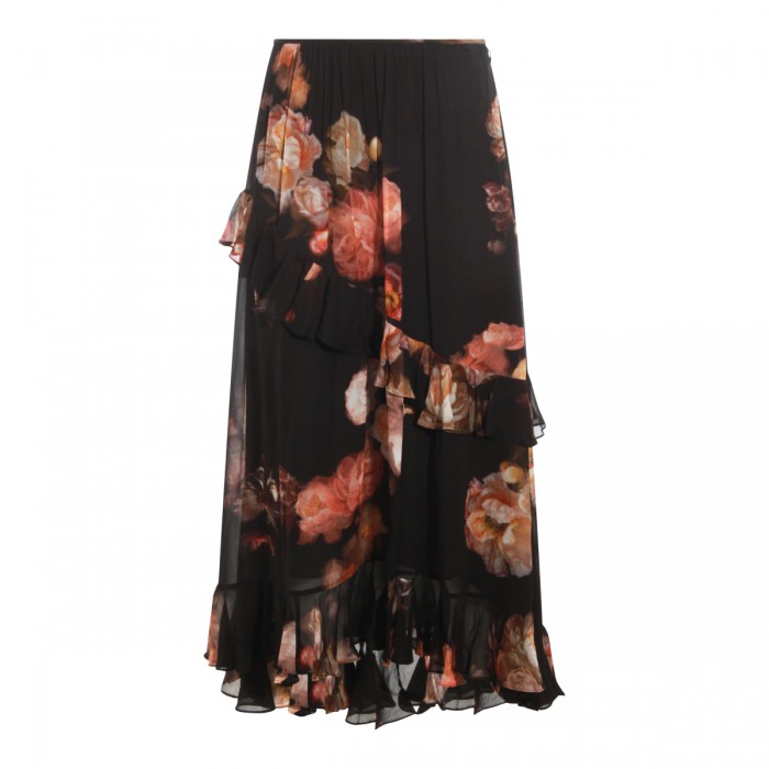 BLACK VISCOSE MIDI SKIRT