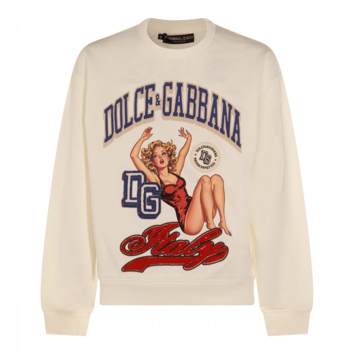 WHITE COTTON SWEATSHIRT